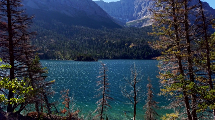 Morning view of the Saint Mary Lake at Glacier National Park, Montana