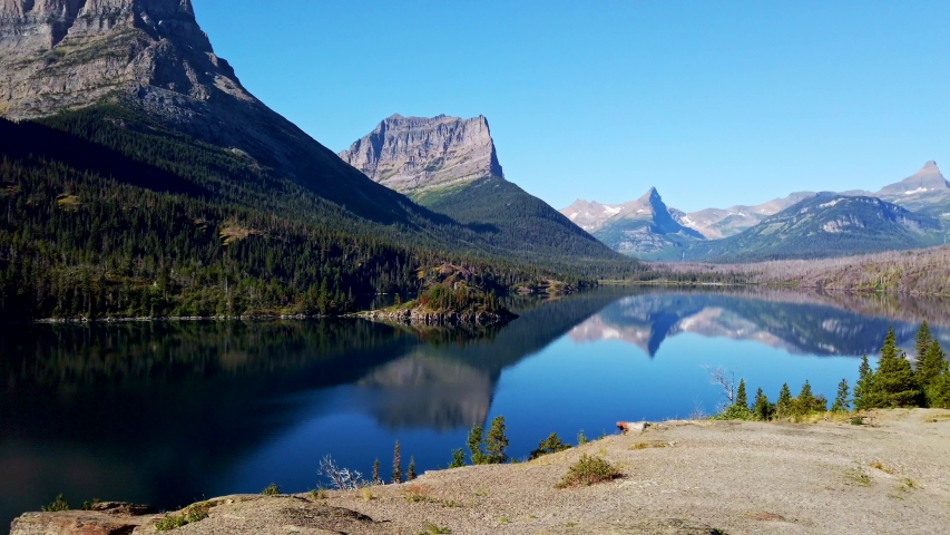 Saint Mary Lake landscape in Glacier National Park, Montana image ...