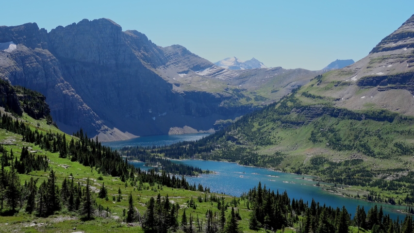 Aerial view of the Hidden Lake of Logan Pass at Glacier National Park, Montana