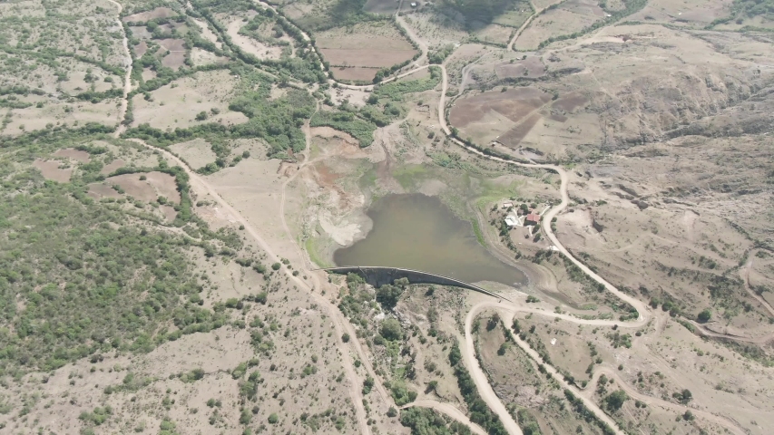 Aerial View Valley of Oaxaca dam, Mountain range