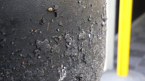 Close up of a used tyre at the race of Le Mans 24h