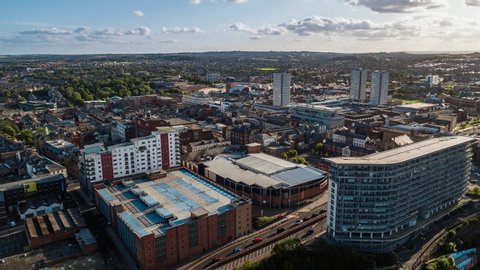 Establishing Aerial View of Sunderland UK, United Kingdom