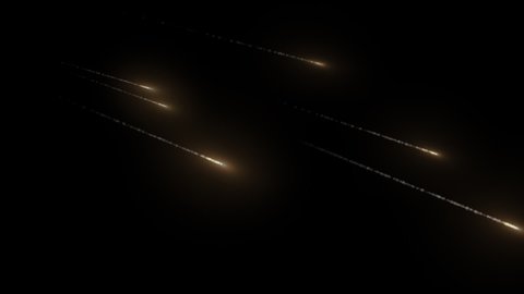 animation of meteorite falling through the atmosphere burning along the way