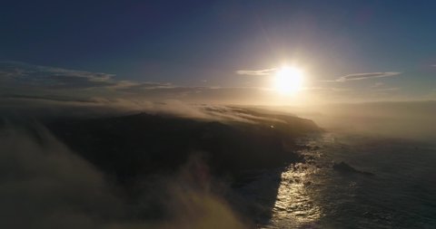 Sunrise Mist on Cliffs Drone Shot, Knysna South Africa