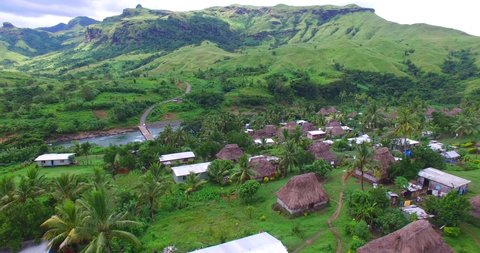 Navala Village remotely located in Fijian Highland with traditional Bure throughout.