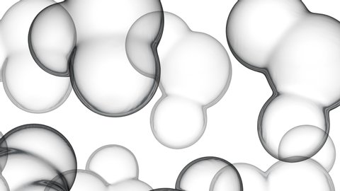  Liquid water macro slow movement on white background. Liquid Cream gel transparent cosmetic sample texture with bubbles isolated on white background. 3d animation of Cosmetic cream seamless loop. 