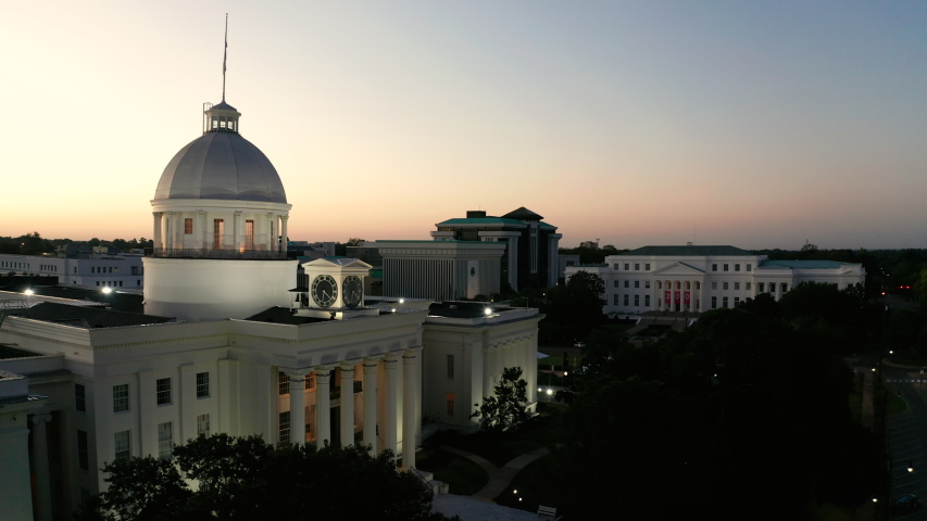Dexter Avenue leads to the classic statehouse in downtown Montgomery Alabama
