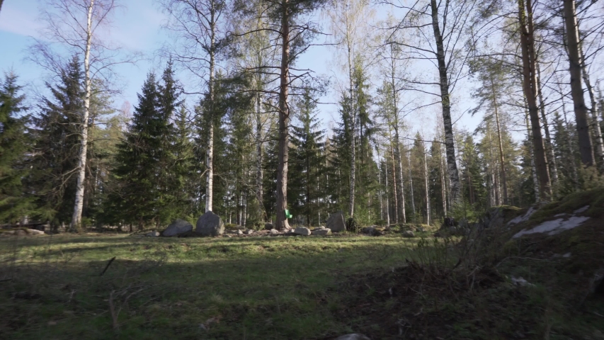 This video is view to forest environment and view to an old wooden house