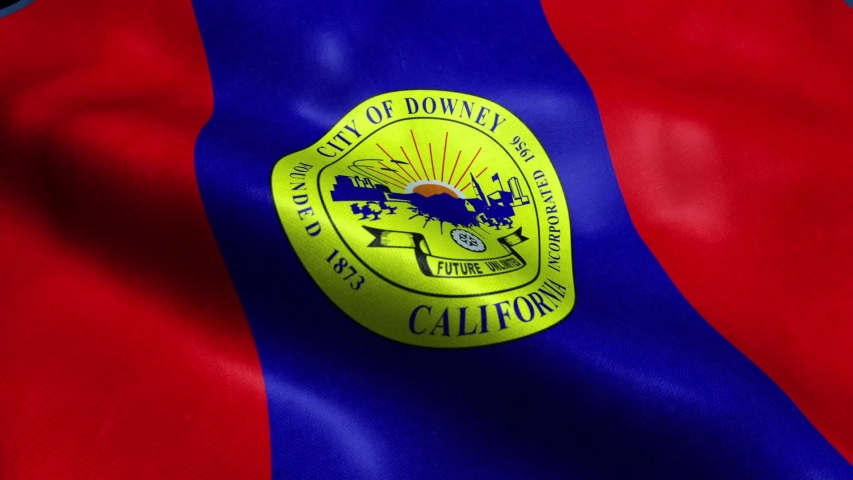 Flag of Downey Calif USA City Seamless Looping Waving Animation