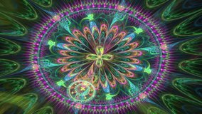 Abstract fractal colorful motion clip mimicking the endless time machine.
