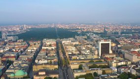 Berlin aerial skyline view from above drone video in 4k. Berlin downtown view from sky.