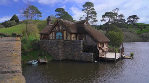 Hobbiton, New Zealand; 2019: The old water mill of Hobbiton