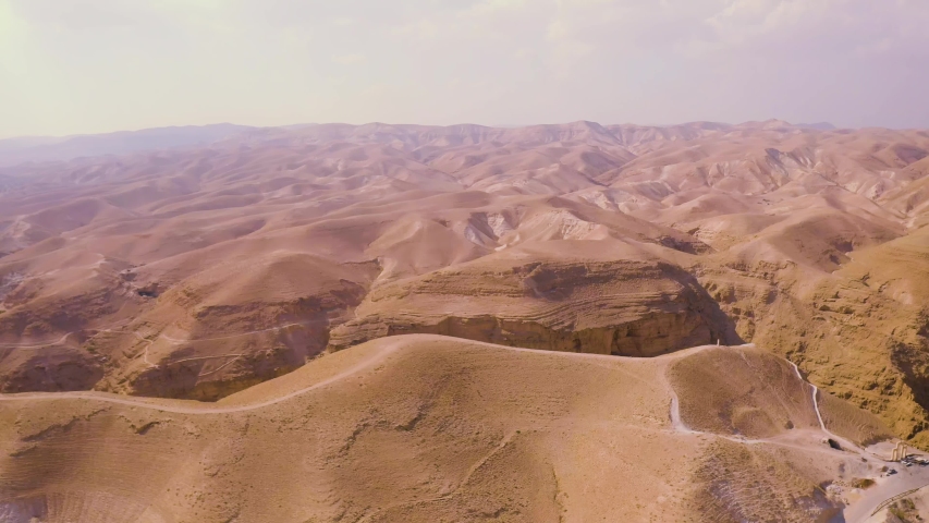 Desert near Maala Adumim in Israel, aerial footage 4k color graded