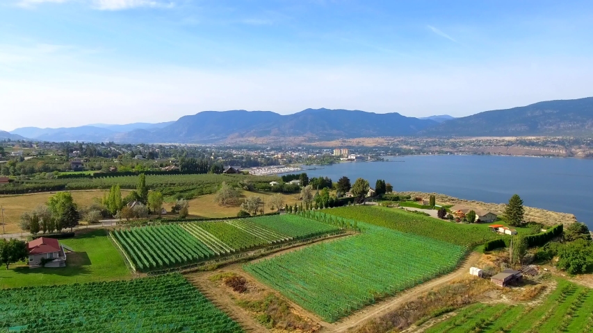 Aerial View Of Penticton, Skaha Lake Landscape In British Columbia ...