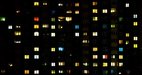 Flat Night Panorama Multicolor Light Windows Stock Photo 1524986711 ...