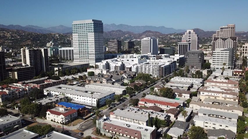 Aerial View of Downtown Glendale, Stock Footage Video (100% Royalty