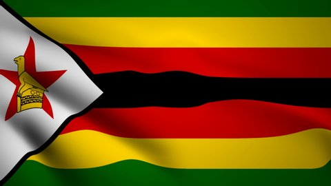 Zimbabwe flag Motion video waving in wind. Flag Closeup 1080p HD footage.