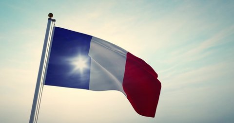 French Flag Waving Or France Tricolour Banner Flying. Country Flagpole Showing freedom And Independence - 30fps 4k Video