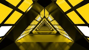 Triangle yellow technological abstract tunnel.3d loop animation background with neon lights - Powered by Shutterstock - Get 15% off with code: PIKWIZARD15