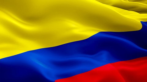 Colombia waving flag. National 3d Colombian flag waving. Sign of Colombia seamless loop animation. Colombian flag HD resolution Background. Colombia flag Closeup 1080p Full HD video for presentation
