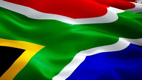 South Africa flag Closeup 1080p Full HD 1920X1080 footage video waving in wind. African National 3d South Africa flag waving. Sign of South Africa seamless loop animation. South Africa flag HD resolut