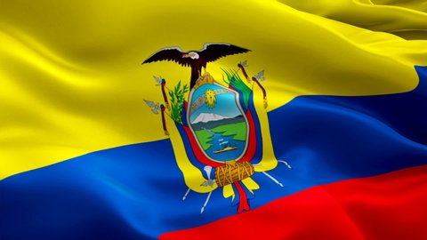 Ecuadorian flag Closeup 1080p Full HD 1920X1080 footage video waving in wind. National ?Quito? 3d Ecuadorian flag waving. Sign of Ecuador seamless loop animation. Ecuadorian flag HD resolution Backgro
