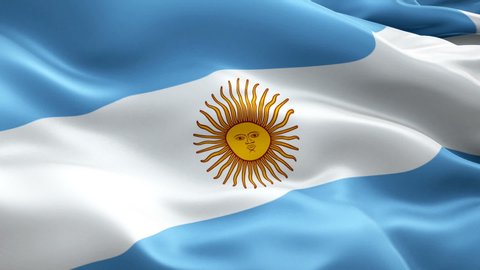 Argentine flag Closeup 1080p Full HD 1920X1080 footage video waving in wind. National ?Buenos Aires? 3d Argentine flag waving. Sign of Argentina seamless loop animation. Argentine flag HD resolution B