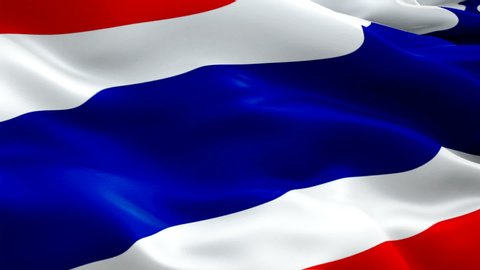 Thai flag Closeup 1080p Full HD 1920X1080 footage video waving in wind. National ?Bangkok? 3d Thai flag waving. Sign of Thailand seamless loop animation. Thai flag HD resolution Background 1080p
