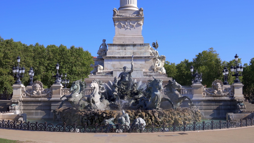 Monument aux Girondins, famous fountain on the Place des Quinconces square in Bordeaux