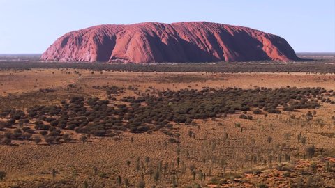 YULARA / AUSTRALIA - CIRCA 2010s: Various AERIAL close ups of Uluru / Ayers Rock in the Northern territory.