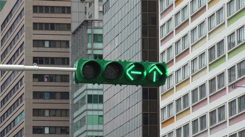 TAIPEI, TAIWAN : Close up shot of TRAFFIC LIGHT (traffic signal or traffic sign) at the road.