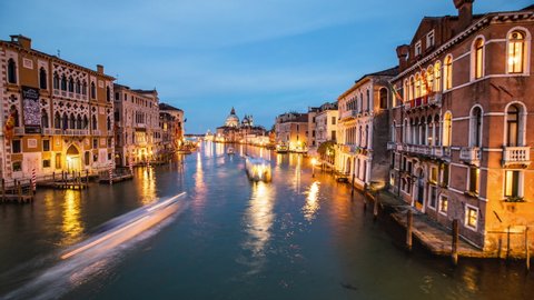 Time Lapse - Canal Grande and Basilica di Santa Maria della Salute Venice Italy - 4K