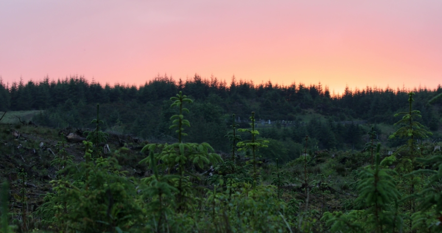 Beautiful scenic landscape of Scotland nature with beautiful evening sun set sky.