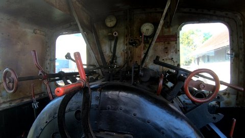 4K Descending inside old steam locomotive firebox