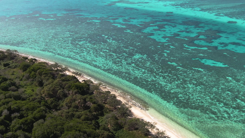 Aerial Footage of Lady Elliot island in the Southern Great Barrier Reef or Coral Cay. Queensland, Australia.