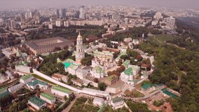 drone view of Pechersk Lavra in Kiev. A UNESCO world heritage site in Ukraine
