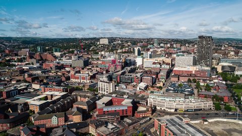Establishing Aerial View of Sheffield, United Kingdom