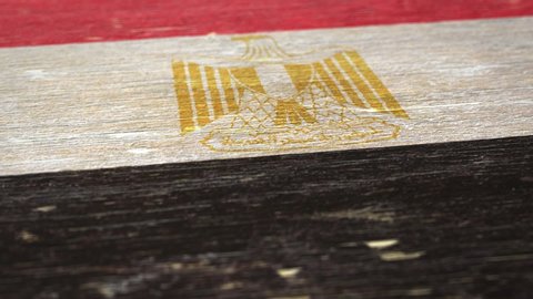 Flag Of Egypt. Detail On Wood, Shallow Depth Of Field, Seamless Loop. High-Quality Animation. Ideal For Your Country / Travel / Political Related Projects. 1080p, 60fps.