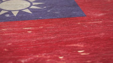 Flag Of Taiwan. Detail On Wood, Shallow Depth Of Field, Seamless Loop. High-Quality Animation. Ideal For Your Country / Travel / Political Related Projects. 1080p, 60fps.