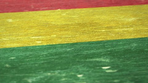 Flag Of Bolivia. Detail On Wood, Shallow Depth Of Field, Seamless Loop. High-Quality Animation. Ideal For Your Country / Travel / Political Related Projects. 1080p, 60fps.