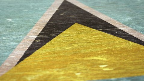 Flag Of Saint Lucia. Detail On Wood, Shallow Depth Of Field, Seamless Loop. High-Quality Animation. Ideal For Your Country / Travel / Political Related Projects. 1080p, 60fps.