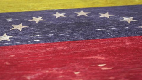 Flag Of Venezuela. Detail On Wood, Shallow Depth Of Field, Seamless Loop. High-Quality Animation. Ideal For Your Country / Travel / Political Related Projects. 1080p, 60fps.