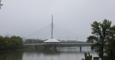 Provencher Bridge on a foggy morning, Winnipeg 4K
