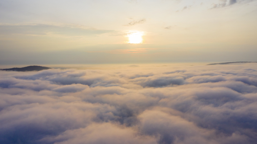 Aerial View. Flying in fog.Flight above clouds  | Shutterstock HD Video #1038432872