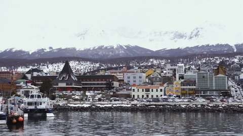 Ushuaia Cityscape from Beagle Channel, Argentina.
