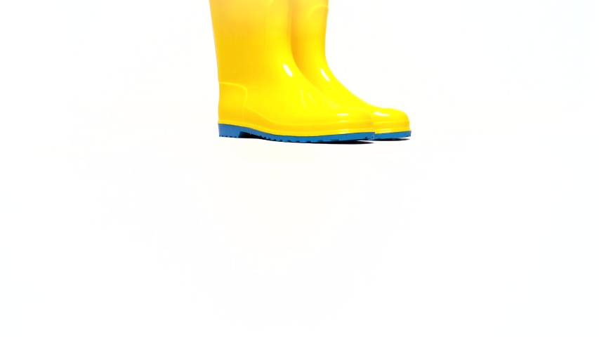 Yellow rubber boots on a white background.