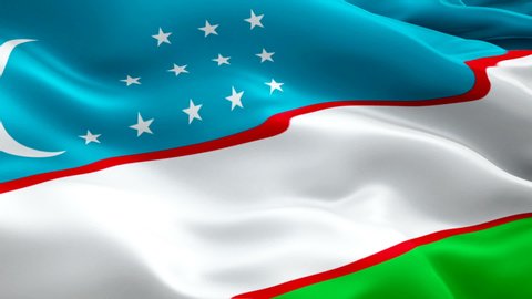 Uzbekistan waving flag. National 3d Uzbek flag waving. Sign of Uzbekistan seamless loop animation. Uzbek flag HD resolution Background. Uzbekistan flag Closeup 1080p Full HD video for presentation
