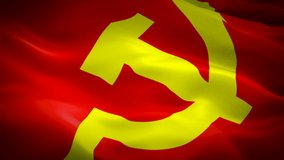 Red flag of Communist Soviet Union. National 3d Communist flag waving. Sign of USSR CCCP seamless loop animation. Communist flag HD resolution Background. Soviet Union flag Closeup 1080p Full HD video