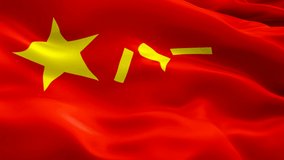 China People's Liberation Army Flag. Wave Loop waving in wind Army. Realistic Chinese Liberation Flag background. China Flag Closeup 1080p Full HD 1920X1080 footage.China and Army.Asian country flags
