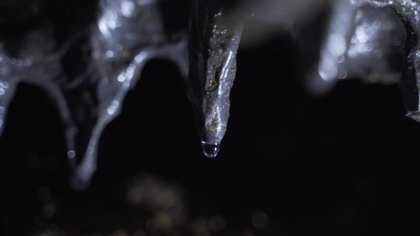Black basalt stalactites Gruta do carvao volcanic cave 4k